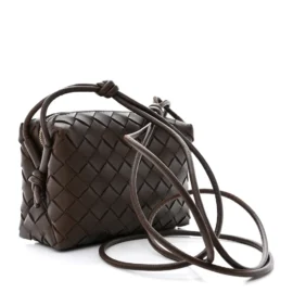 fake designer bags Bottega Veneta Nappa Intrecciato Mini Loop Camera Bag Light Brown Gold Hardware