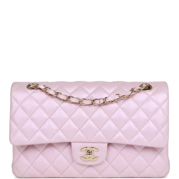 fake designer bags Chanel Mini Pink with Top Handle Lambskin Rectangular Flap Bag front