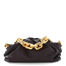 fake designer bags Bottega Veneta Calfskin Small The Pouch Chain in Grape with Gold Hardware front