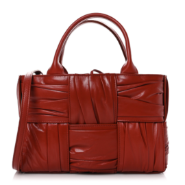 fake designer bags Bottega Veneta Foulard Intrecciato Pleated Mini Arco Tote in Red front