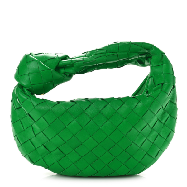 fake designer bags Bottega Veneta Nappa Intrecciato Mini Jodie in Parakeet with Gold Hardware front