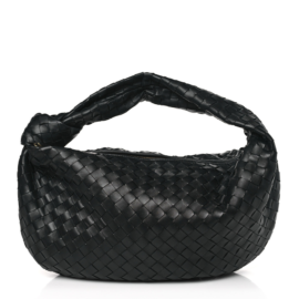 fake designer bags Bottega Veneta Nappa Intrecciato Small Jodie in Black with Silver Hardware front