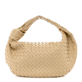 fake designer bags Bottega Veneta Nappa Intrecciato Small Jodie in Porridge with Gold Hardware front