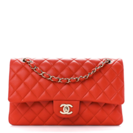 fake designer bags Chanel Medium Quilted Caviar Double Flap in Red with Silver Hardware front_1