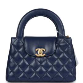 fake designer bags Chanel Mini Denim Rectangular Flap Bag in Blue with Brushed Gold Hardware front_1