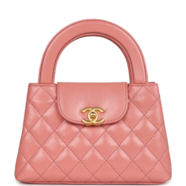 fake designer bags Chanel Small Shiny Aged Calfskin Kelly Shopper in Pink with Brushed Gold Hardware front_1