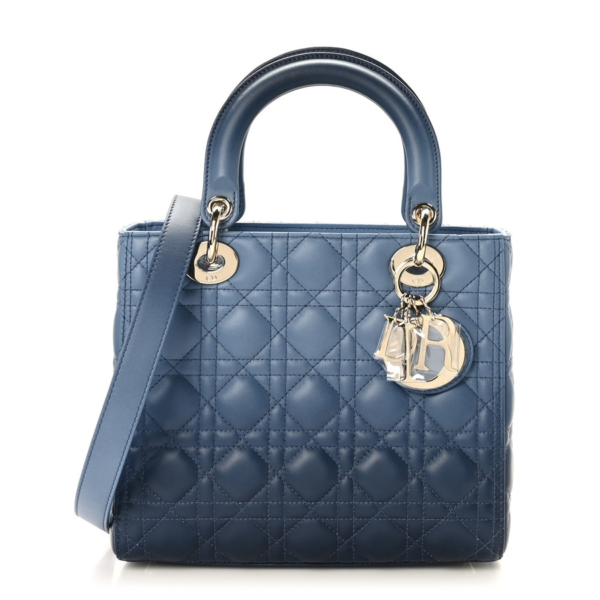 fake designer bags Dior Medium Cannage Lambskin Gradient Lady Dior in Blue with Gold Hardware front