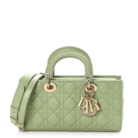 fake designer bags Dior Medium Cannage Lambskin Lady D-Joy in Pastel Peyote Green with Gold Hardware front