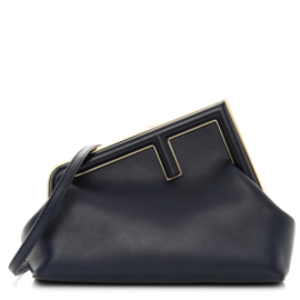 fake designer bags Fendi Shiny Nappa Fendi First Small in Midnight Blue with Gold Hardware front