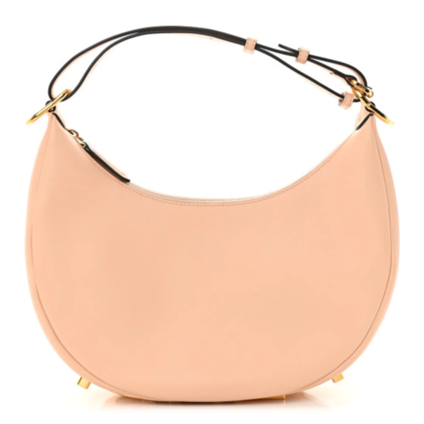 fake designer bags Fendi Vitello Grace Matte Hobo Bag Small Fendigraphy in Light Rose with Gold Hardware front