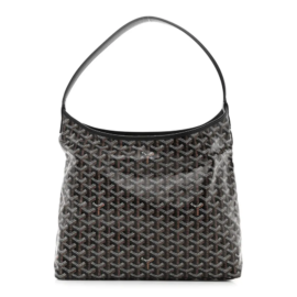 fake designer bags Goyard Goyardine Boheme Hobo in Black with Silver Hardware front