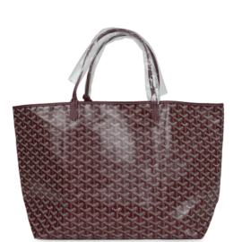 fake designer bags Goyard Goyardine GM St. Louis Tote Bag in Burgundy with Palladium Hardware front