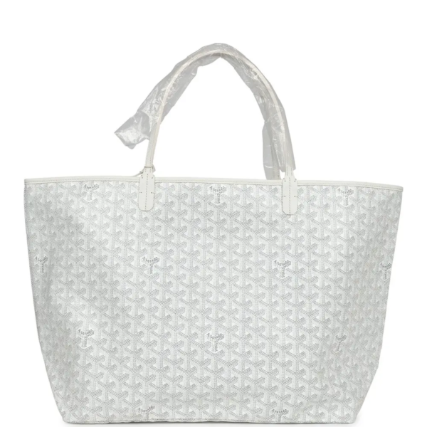 fake designer bags Goyard Goyardine GM St. Louis Tote Bag in White with Palladium Hardware front