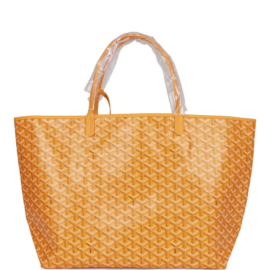 fake designer bags Goyard Goyardine GM St. Louis Tote Bag in Yellow with Palladium Hardware front