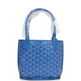 fake designer bags Goyard Goyardine Mini Anjou Bag in Sky Blue with Palladium Hardware front