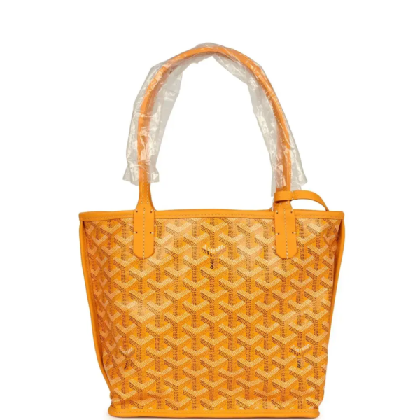 fake designer bags Goyard Goyardine Mini Anjou Bag in Yellow with Palladium Hardware front