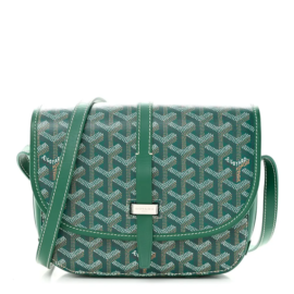 fake designer bags Goyard Goyardine PM Belvedere II Messenger Bag in Green with Silver Hardware front