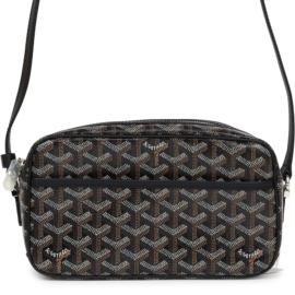 fake designer bags Goyard Goyardine PM Cap Vert Bag in Black with Palladium Hardware front