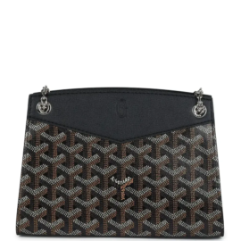 fake designer bags Goyard Goyardine PM Rouette Structure Bag in Black with Palladium Hardware front