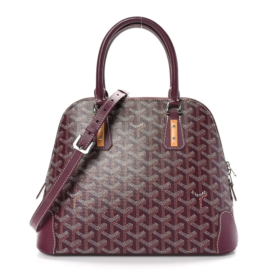 fake designer bags Goyard Goyardine PM Sac Vendome in Burgundy with Silver Hardware front