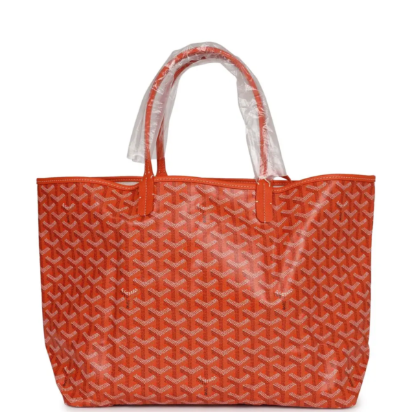 fake designer bags Goyard Goyardine PM St. Louis Tote Bag in Orange with Palladium Hardware front