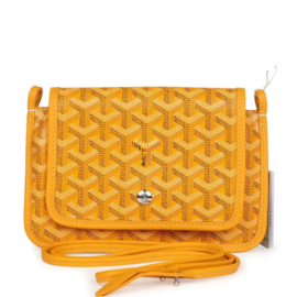 fake designer bags Goyard Goyardine Plumet Pocket Wallet in Yellow with Palladium Hardware front