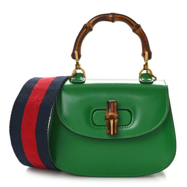 fake designer bags Gucci Mini Boarded Dyana Lux Calfskin Bamboo 1947 Top Handle Bag in Spring Green with Polished Gold Hardware front