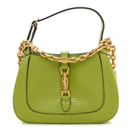 fake designer bags Gucci Mini Lizard Jackie 1961 in Green with Gold Hardware front