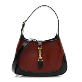 fake designer bags Gucci Small Boarded Dyana Lux Calfskin Bi-Color Jackie 1961 Hobo in Burgundy_Navy with Polished Gold Hardware front