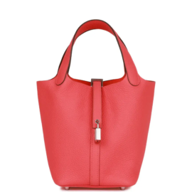 fake designer bags Hermès Clemence Picotin Lock 18 in Rose Texas with Palladium Hardware front