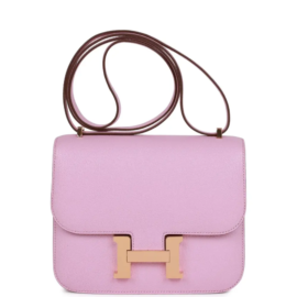 fake designer bags Hermès Constance 18 in Mauve Sylvestre Chevre with Rose Gold Hardware front