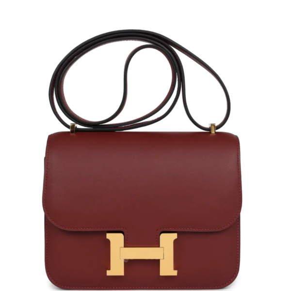 fake designer bags Hermès Constance 18 in Rouge H Swift with Gold Hardware front