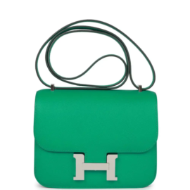 fake designer bags Hermès Constance 18 in Vert Jade Epsom with Palladium Hardware front