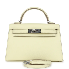 fake designer bags Hermès Epsom Kelly Sellier 20 in Jaune Milton with Palladium Hardware front