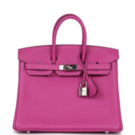 fake designer bags Hermès Togo Birkin 25 in Magnolia with Palladium Hardware front