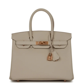 fake designer bags Hermès Togo Birkin 30 in Craie with Rose Gold Hardware front