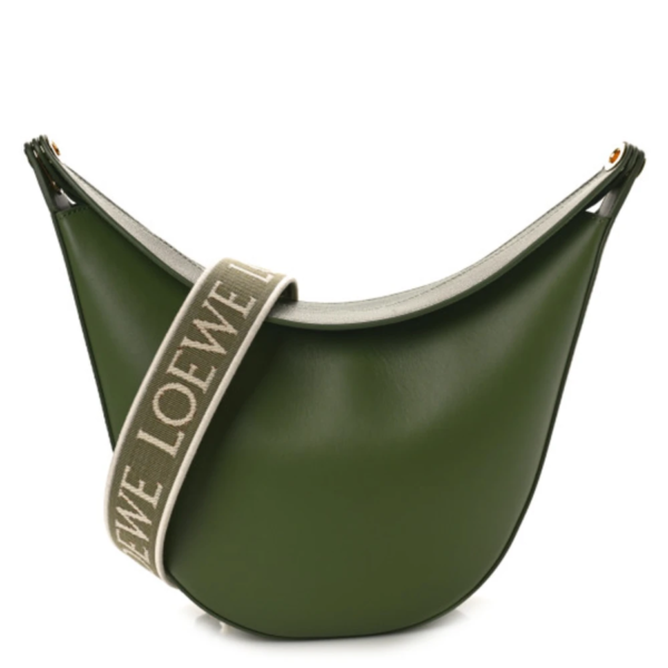 fake designer bags Loewe Medium Satin Calfskin Jacquard Luna Bag in Avocado Green front