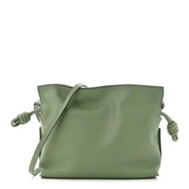 fake designer bags Loewe Mini Calfskin Flamenco Knot Bag in Avocado with Gold Hardware front