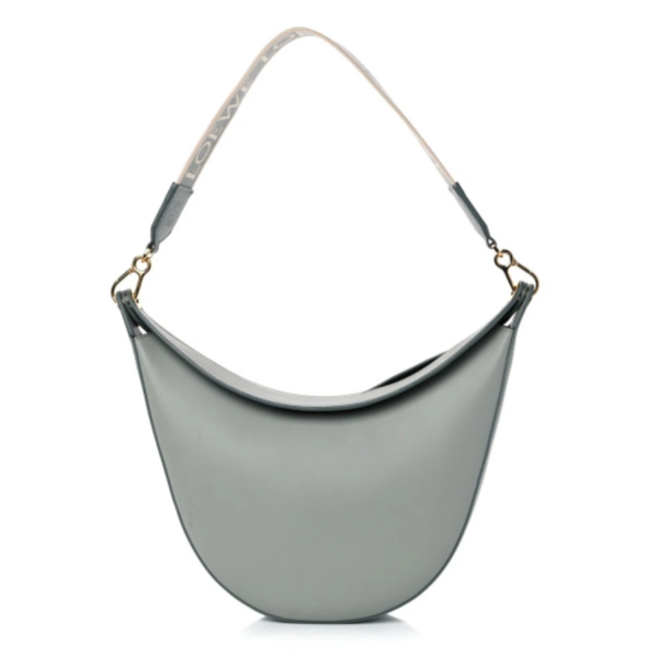 fake designer bags Loewe Satin Calfskin Jacquard Luna Bag in Ash Grey with Polished Gold Hardware front