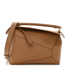 fake designer bags Loewe Small Grained Calfskin Puzzle Edge Bag in Toffee with Polished Gold Hardware front