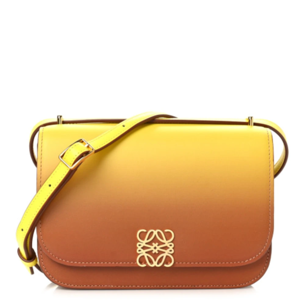 fake designer bags Loewe Small Silk Calfskin Degrade Goya Bag in Yellow with Polished Gold Hardware front