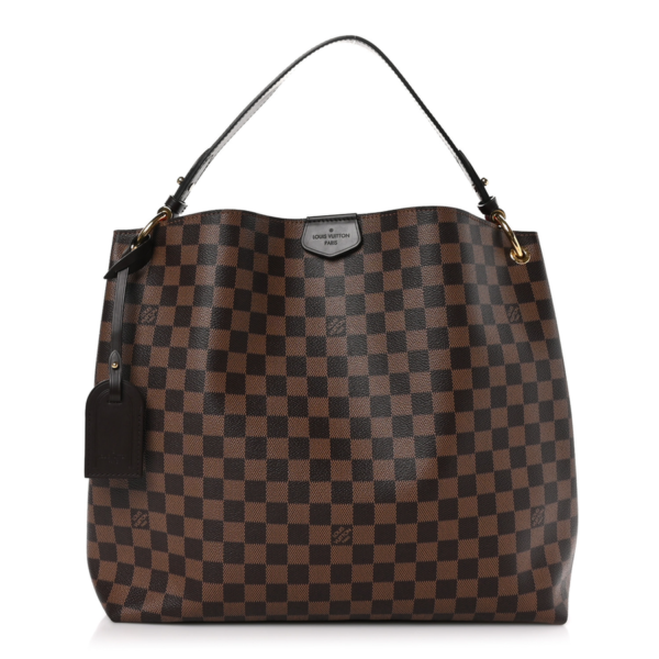 fake designer bags Louis Vuitton Damier Ebene Graceful MM with Gold Hardware front