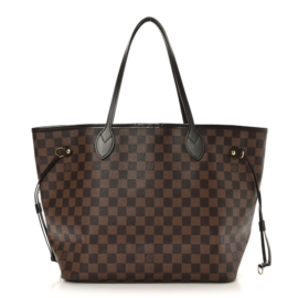 fake designer bags Louis Vuitton Damier Ebene Neo Neverfull MM in Rose Ballerine front