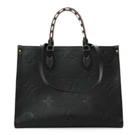 fake designer bags Louis Vuitton Empreinte Monogram Giant Wild At Heart OnTheGo MM in Black with Gold Hardware front