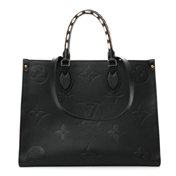 fake designer bags Louis Vuitton Empreinte Monogram Giant Wild At Heart OnTheGo MM in Black with Gold Hardware front