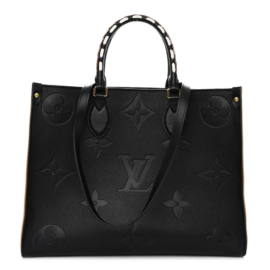 fake designer bags Louis Vuitton Empreinte Monogram Giant Wild At Heart Onthego MM in Black with Gold Hardware front