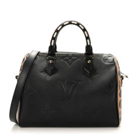 fake designer bags Louis Vuitton Empreinte Monogram Giant Wild At Heart Speedy Bandouliere 25 in Black front