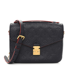 fake designer bags Louis Vuitton Empreinte Monogram Pochette Metis PM in Marine Rouge with Gold Hardware front