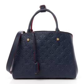 fake designer bags Louis Vuitton Empreinte Montaigne MM in Marine Rouge with Gold Hardware front