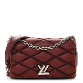 fake designer bags Louis Vuitton Lambskin Malletage GO-14 PM in Bordeaux with Silver Hardware front